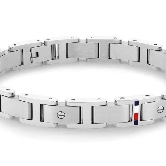 Men's Stainless Steel Link Bracelet Classic Elegant Minimalist Fold-Over Clasp